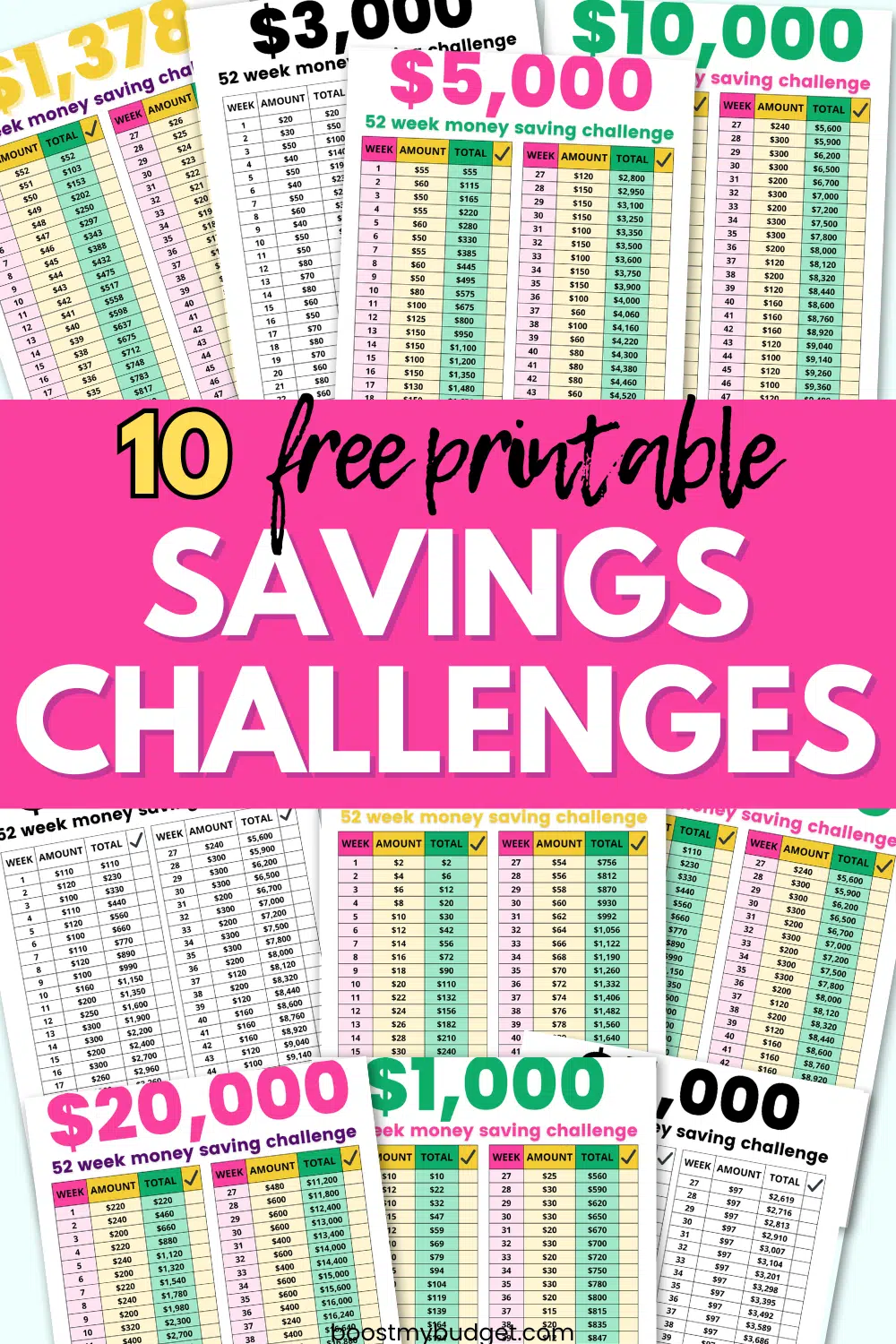 52-Week Money Saving Challenge Printables To...